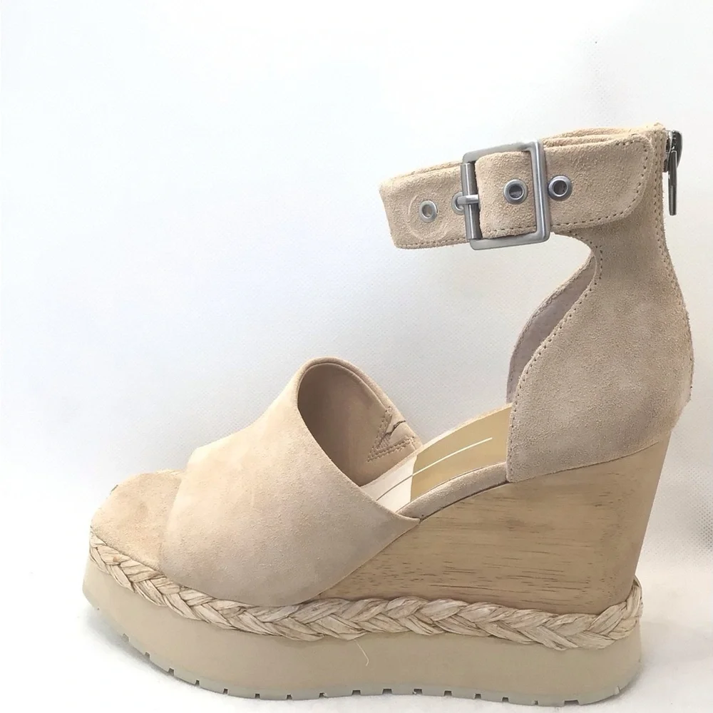Dolce Vita Parle Ankle Strap Suede Light Tan Wedge Platform Sandals